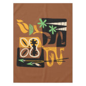 古代の部族の儀式：火と槍を持つ人 テーブルクロス (正面)