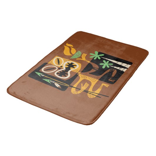 古代の部族の儀式:火と槍を持つ人 バスマット (アングル)