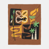 古代の部族の儀式：火と槍を持つ人 フリースブランケット (正面)