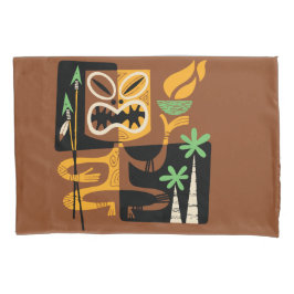 古代の部族の儀式：火と槍を持つ人 枕カバー