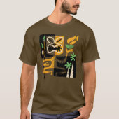 古代の部族儀式: 火と槍を持つ男 Tシャツ (正面)