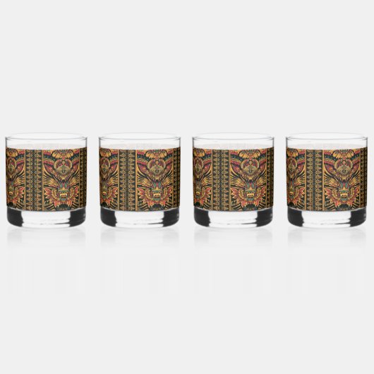 古代の青アステカい「夢」のロッ芸術的クス・グラス ウイスキーグラス (裏面)