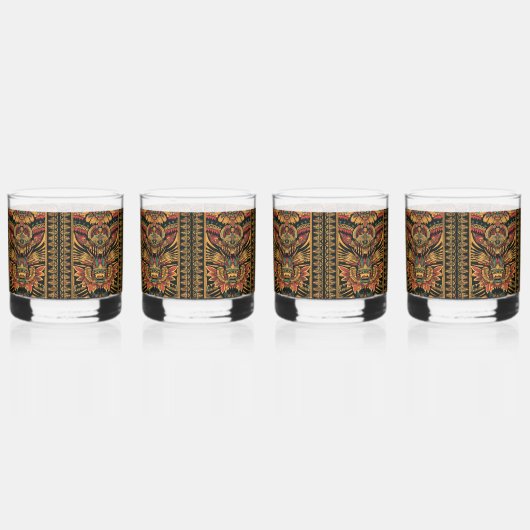 古代の青アステカい「夢」のロッ芸術的クス・グラス ウイスキーグラス (正面)