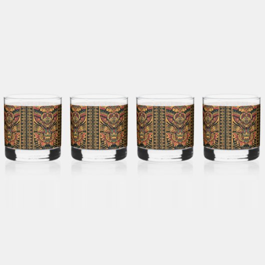 古代の青アステカい「夢」のロッ芸術的クス・グラス ウイスキーグラス (左)