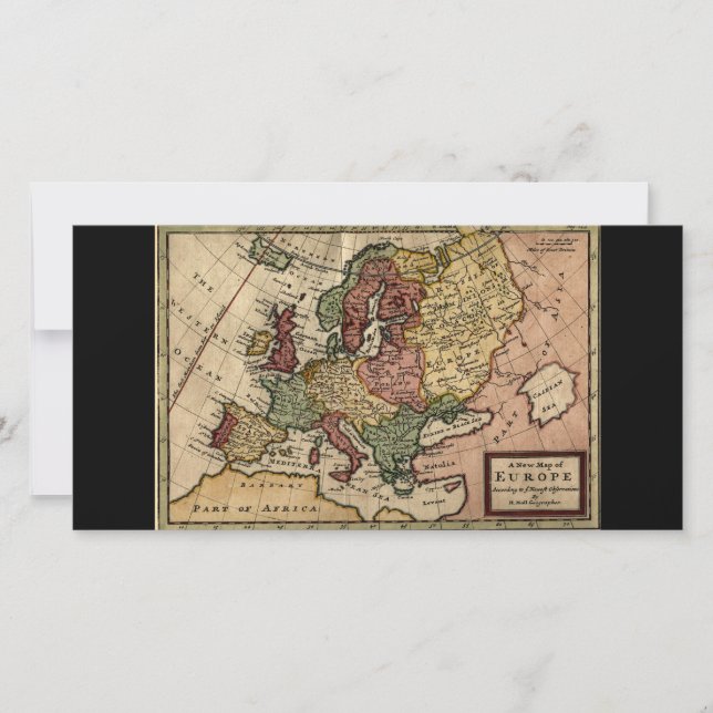 古代の1721年のヨーロッパの地図by Herman Moll (正面)