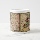 古代の1721年のヨーロッパの地図by Herman Moll ジャンボコーヒーマグカップ (正面)