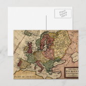 古代の1721年のヨーロッパの地図by Herman Moll ポストカード (正面/裏面)