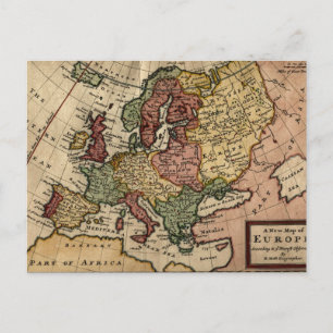 古代の1721年のヨーロッパの地図by Herman Moll ポストカード