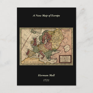 古代の1721年のヨーロッパの地図by Herman Moll ポストカード
