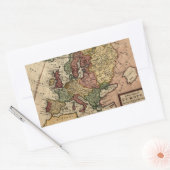 古代の1721年のヨーロッパの地図by Herman Moll 長方形シール (封筒)