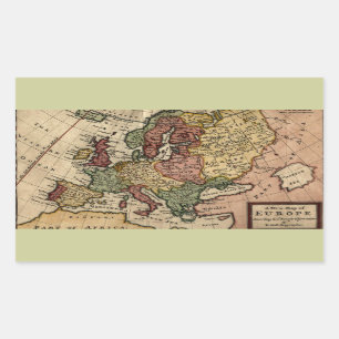 古代の1721年のヨーロッパの地図by Herman Moll 長方形シール