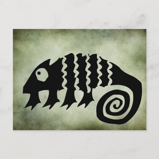 古代アフリカの部族のシンボルlinocut ポストカード (正面)