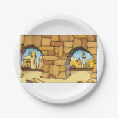 古代アーチを通る中東砂漠都市 ペーパープレート (正面)