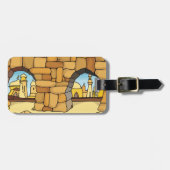 古代アーチを通る中東砂漠都市 ラゲッジタグ (正面横)