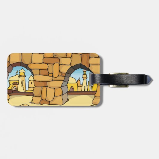 古代アーチを通る中東砂漠都市 ラゲッジタグ (裏面横)