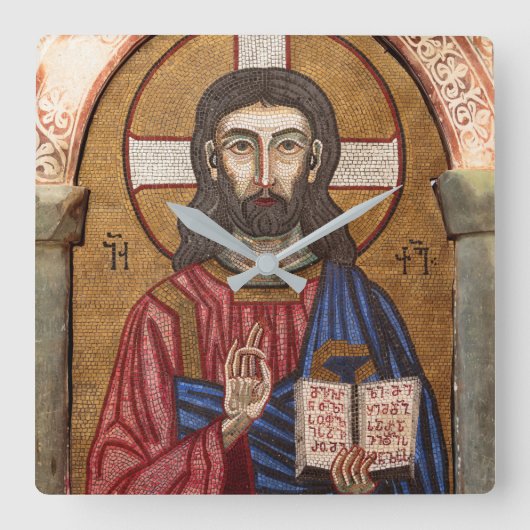 古代イエス·モザイク スクエア壁時計 (正面)