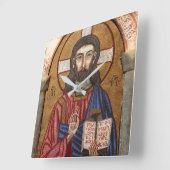 古代イエス·モザイク スクエア壁時計 (傾斜)