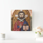 古代イエス·モザイク スクエア壁時計 (ホーム)