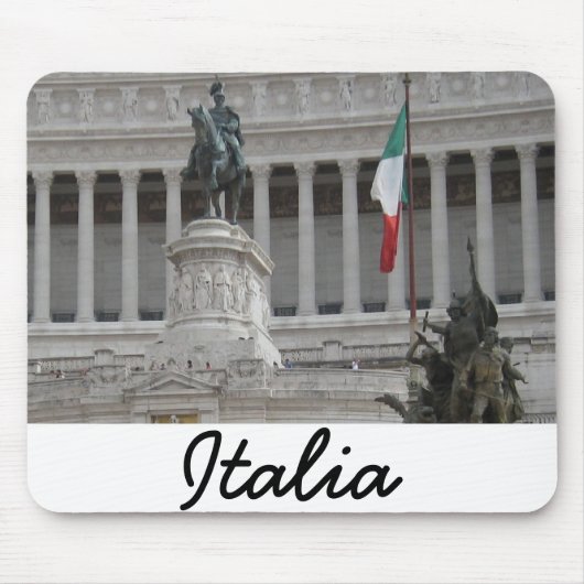 古代イタリアンローマの遺跡の隣の国旗 マウスパッド (正面)