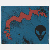 古代エイリアンミステリーサークル赤いドラゴン フリースブランケット (正面(横))