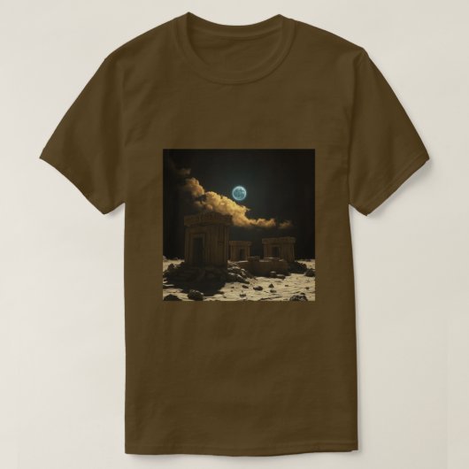 古代エイリアンムーンレイズTシャツ | SF月面 Tシャツ (デザイン正面)