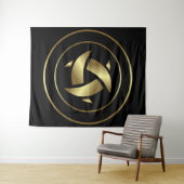 古代エイリアン記号金ゴールド作物円 タペストリー (インサイチュ(横))