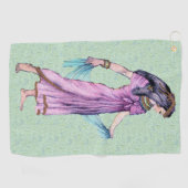 古代エジかわいらしプトの緑のピンクのドレスの女性 ゴルフタオル (横)