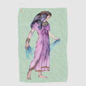 古代エジかわいらしプトの緑のピンクのドレスの女性 ゴルフタオル (正面)