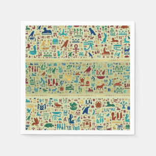 古代エジカラフルプトの絵文字パターン スタンダードカクテルナプキン