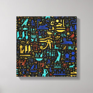 古代エジカラフルプト象形文 キャンバスプリント