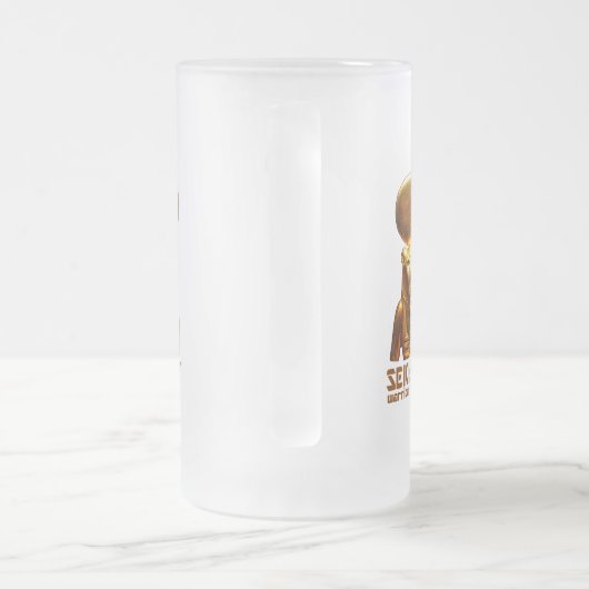 古代エジプトからのSekhmet Aの戦士の女神 フロストグラスビールジョッキ (ハンドル)