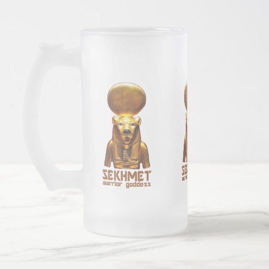 古代エジプトからのSekhmet Aの戦士の女神 フロストグラスビールジョッキ (左)
