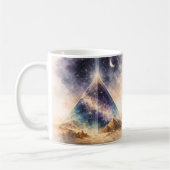古代エジプトにインスパイアされた宇宙ピラミッド コーヒーマグカップ (左)