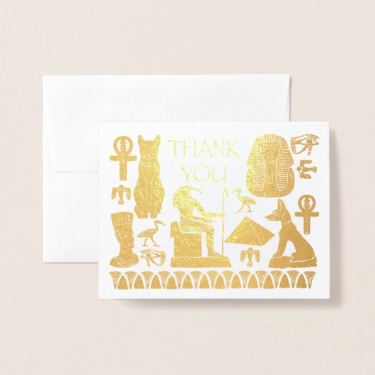 古代エジプトのエジプトのグラフィックコラージュありがとう 箔カード (封筒付き正面)