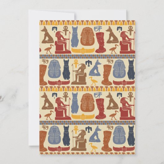 古代エジプトのエジプトのグラフィックコラージュパーティー 招待状 (裏面)