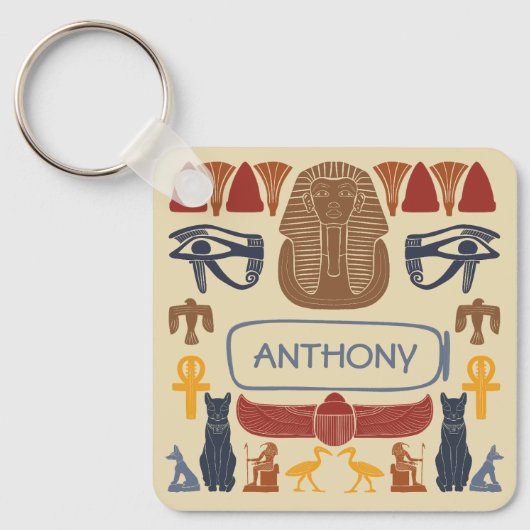 古代エジプトのエジプトのグラフィックコラージュ キーホルダー (正面)