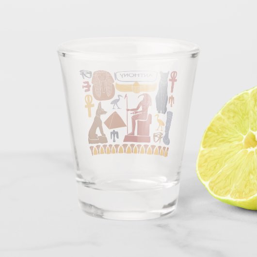 古代エジプトのエジプトのグラフィックコラージュ ショットグラス (裏面)