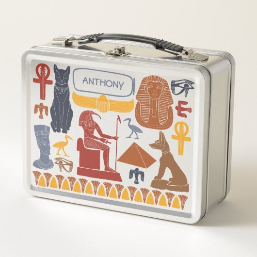 古代エジプトのエジプトのグラフィックコラージュ メタルランチボックス (正面)