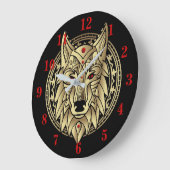 古代エジプトのオオカミ ラージ壁時計 (傾斜)