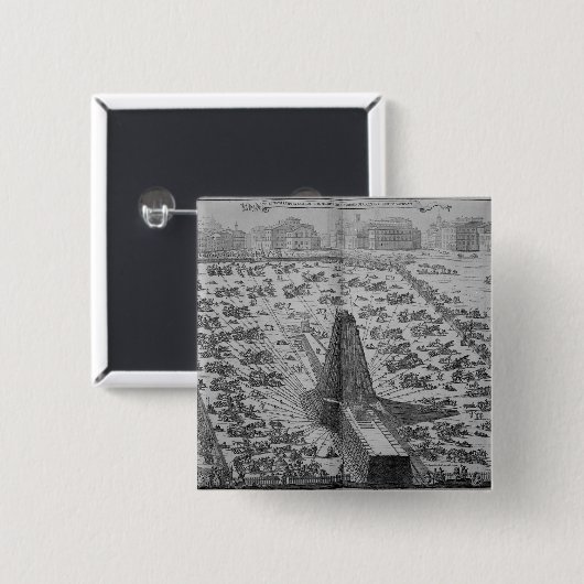 古代エジプトのオベリスクの建設 缶バッジ (正面&裏面)