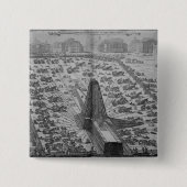 古代エジプトのオベリスクの建設 缶バッジ (正面)