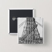 古代エジプトのオベリスクの建設 缶バッジ (正面&裏面)