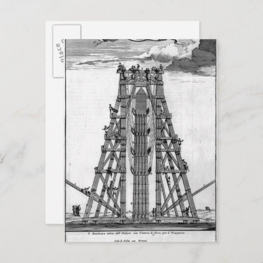 古代エジプトのオベリスクを建てる ポストカード (正面/裏面)