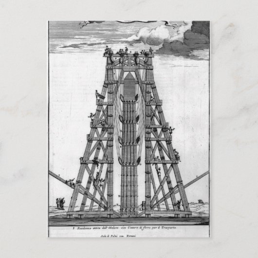 古代エジプトのオベリスクを建てる ポストカード (正面)