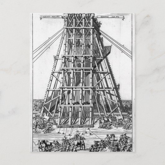 古代エジプトのオベリスクを建てる ポストカード (正面)