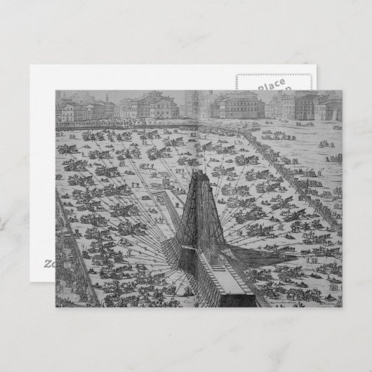 古代エジプトのオベリスクを建てる ポストカード (正面/裏面)