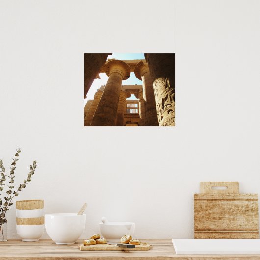 古代エジプトのカルナック寺院の象形文字の旅行 ポスター (キッチン)