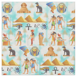 古代エジプトのシンボルとアイコンのファブリックデザイン ファブリック