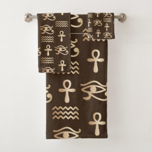 古代エジプトのシンボルAnkh Eye of Horus バスタオルセット