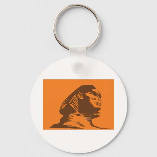 古代エジプトのスフィンクスはっきりしたオレンジと茶色 キーホルダー (正面)